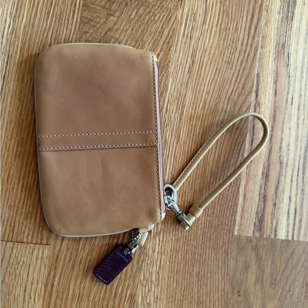 Coach Small Leather Wristlet in Light Tan - Picture 2 of 5